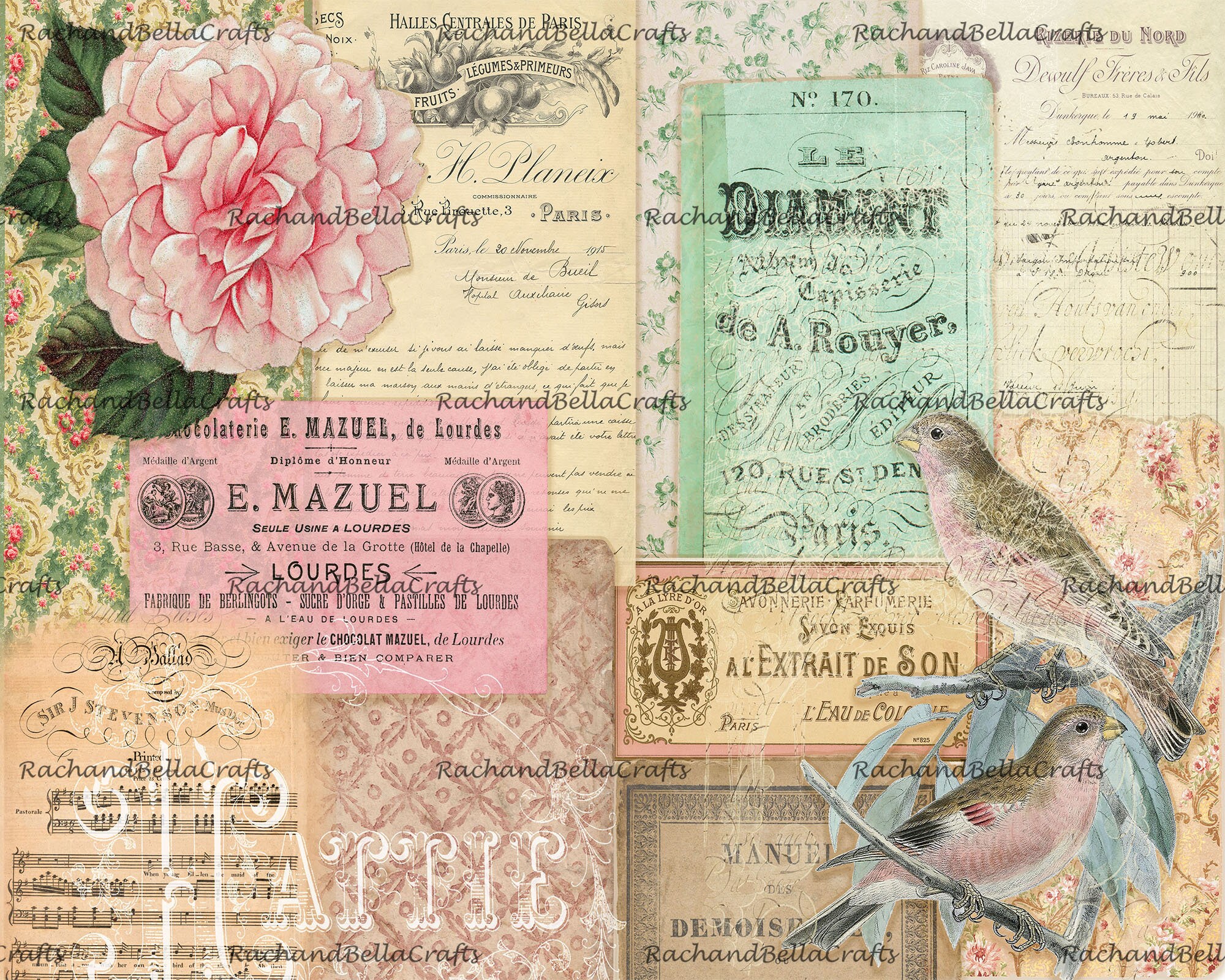 Shades of Spring Junk Journal Kit, Vintage Ephemera (digital Download ...