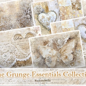 The Grungy Essentials - Neutrals - Printable Papers A4 and USL Junk Journal Kit, Digital download, No Physical Item