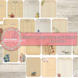 Florale Ledger Journal Karten- Ephemera Karten für Journale und Scrapbooks - Junk Journaling Digital, Printables,