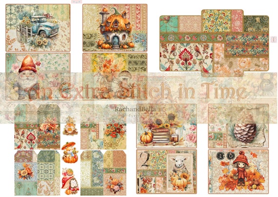 A Stitch in Time Digital Journal Pages Stunning Paper Designs Junk Journal  Pages, Scrapbooking 
