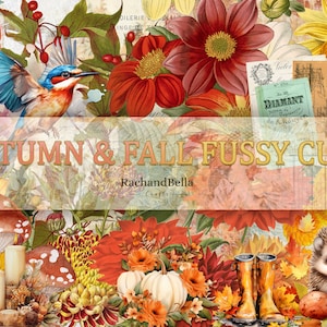 AUTUMN / FALL FUSSY Cuts Digital Journal Pages Stunning Paper Designs - Junk Journal Pages, Scrapbooking
