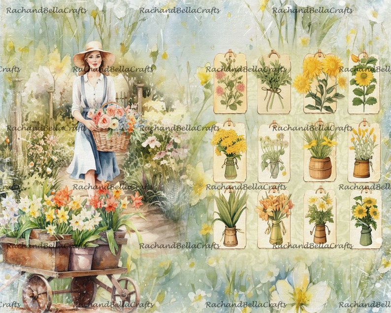 The Garden Story Journal Pages A4 lente 2024 samenwerkingspakket met Angela Kerr ENORME KIT van 25 pagina's afbeelding 3