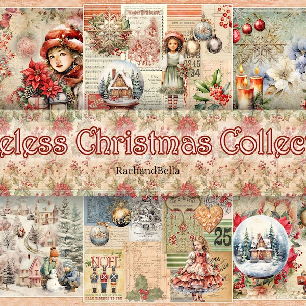 Páginas de diario navideñas - Kit de collage de 26 páginas (descarga digital)