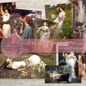 Beautiful Images di John William Waterhouse - Ephemera Cards for Journals and Scrapbooks - Junk Journaling Digital , Printables