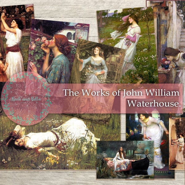 Beautiful Images by John William Waterhouse - Ephemera Cards for Journals and Scrapbooks  - Junk Journaling Digital , Printables