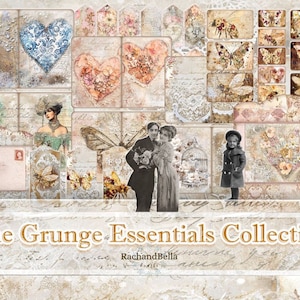 Complemento de la colección Grungy Essentials - Papeles imprimibles Ephemera People Recortes A4 y USL, Descarga digital, Sin artículo físico