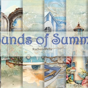 SOUNDS OF SUMMER Huge Journal Kit 17 Pages Superbes dessins en papier - Pages de journal indésirable, Scrapbooking