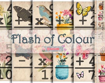 Flashcard Ephemera, Junk Journal Kit (Digital Download)