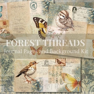 FOREST THREADS Pages de journal numérique Superbes designs en papier - Pages de journal indésirable, scrapbooking