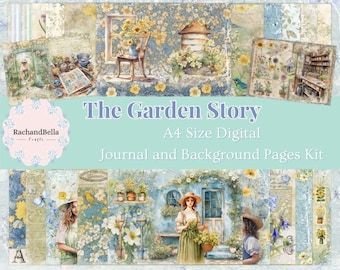 The Garden Story Journal Pages - A4 lente 2024 samenwerkingspakket - met Angela Kerr - ENORME KIT van 25 pagina's