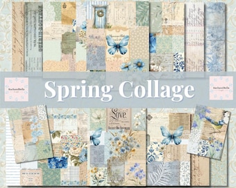 Spring Collage Kit A4 - Junk Journal Pages, Scrapbooking
