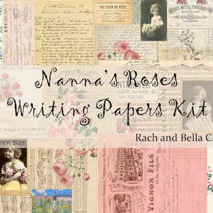 A4 BEAUTIFUL Nanna's Roses Writing Journal Pages Kit - Scrapbooking, Junk Journal Digital Kit