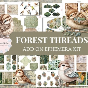 ADD ON KIT - Forest Threads Digital Journal Pages Stunning Paper Designs - Junk Journal Pages, Scrapbooking