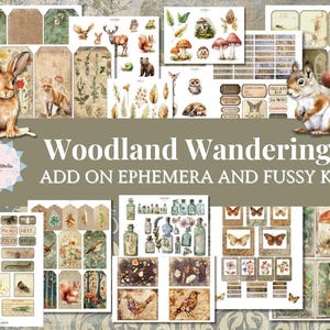 AJOUTER LE KIT - Pages de journal numérique Woodland Wanderings Superbes designs en papier - Pages de journal indésirable, scrapbooking