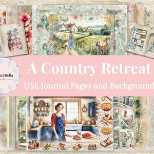 A Country Retreat-dagboek en achtergrondpagina's - samenwerkingspakket juli (US letter) - met Angela Kerr - ENORME KIT van 26 pagina's