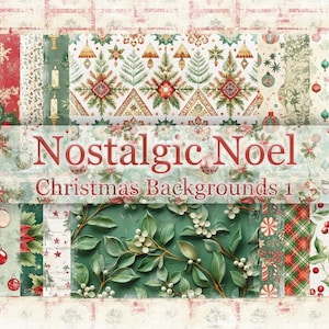 Nostalgiczne tła świąteczne Noel Zestaw 1 - Strony dziennika śmieci, Scrapbooking