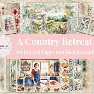 A Country Retreat-dagboek en achtergrondpagina's - samenwerkingspakket juli (lettergrootte juli) - met Angela Kerr - ENORME KIT van 26 pagina's
