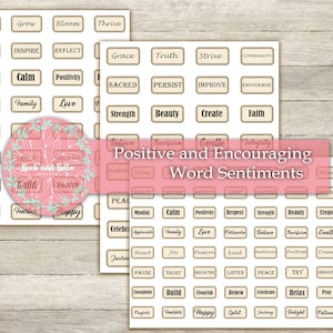 Positieve en bemoedigende woordsentimenten - Ephemera voor tijdschriften en plakboeken - Junk Journaling Digital , Pintables,