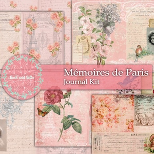 Mémoires de Paris Junk Journal Kit - Junk Journaling Digital, Journal Page Kit, Pintables, French Vintage