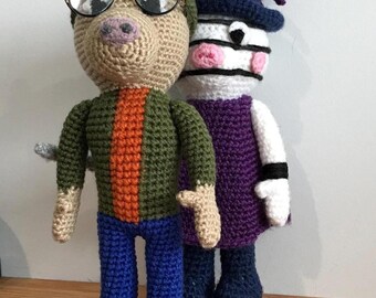 Pony crochet PATTERN ONLY, not an actual toy. Resembles Pony from ROBLOX Piggy.