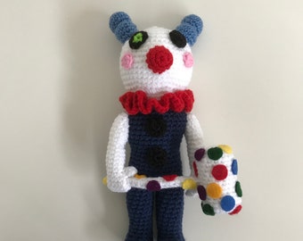 Clippy the Clown Crochet pattern- digital download. 22cm tall. Easy to follow. This is a pattern only, not an actual toy.