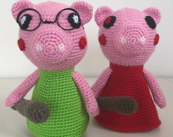 Mr & Mrs Pig Digital download crochet pattern. This is a PATTERN ONLY, not an actual toy.