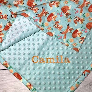 Floral Fox Baby Blanket or Lovey - Customizable