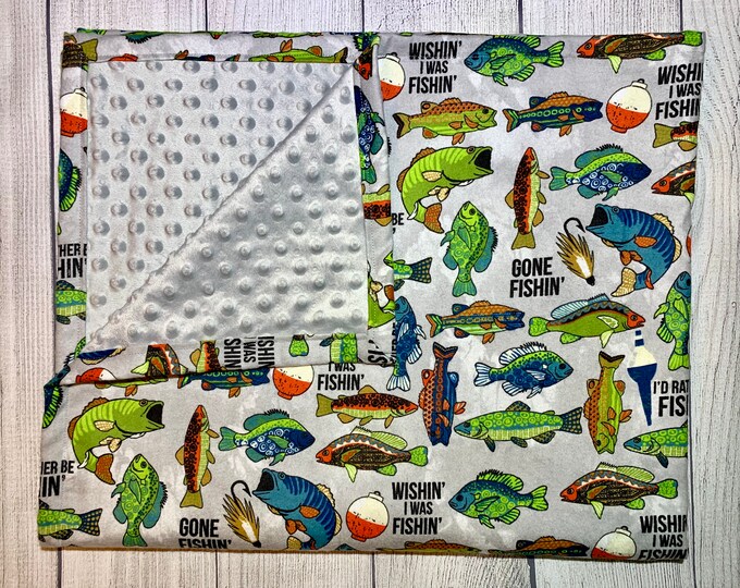 Gone Fishin' Baby Blanket or Lovey Customizable Etsy