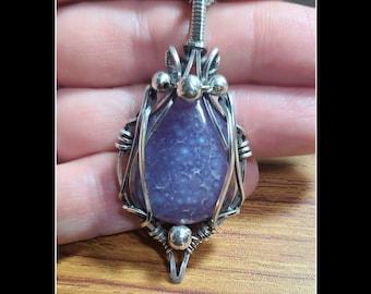 Grape chalcedony pendant in solid sterling silver