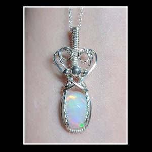 3.05 carat Ethiopian opal pendant in solid sterling silver