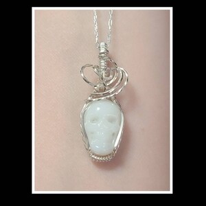 Mini opalite skull pendant in solid sterling silver