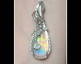4.15 carat Ethiopian opal pendant in solid sterling silver