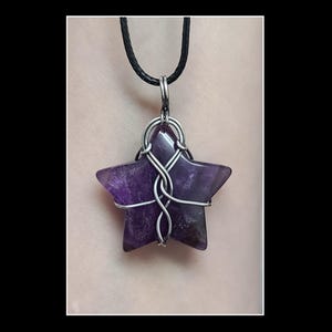 Amethyst star pendant in solid sterling silver