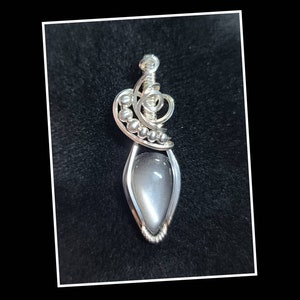 Black moonstone pendant in solid sterling silver