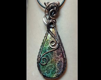 Coral fossil pendant in solid copper