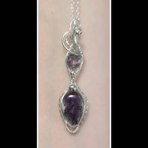 Trapiche Amethyst 2 stone pendant in solid sterling silver