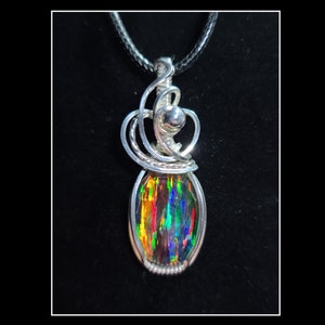 Rose cut Aurora opal pendant in solid sterling silver