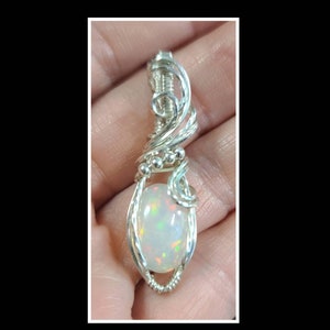 4.35 carat Ethiopian opal pendant in solid sterling silver