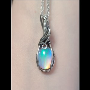 Aurora opal doublet pendant in solid sterling silver