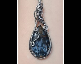 Pietersite pendant in solid sterling silver