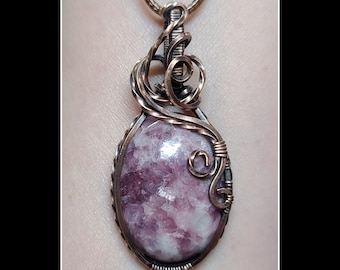 Lepidolite pendant in copper