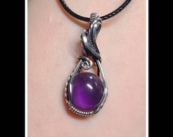 Amethyst pendant in solid sterling silver February birthstone