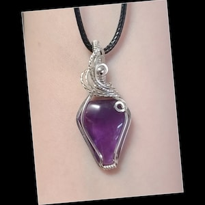 Amethyst coffin pendant in solid sterling silver