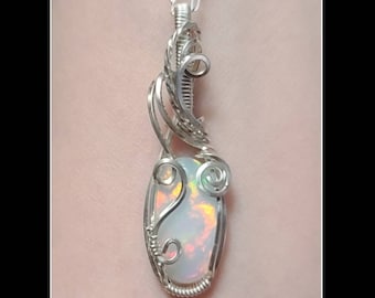3.35 carat Ethiopian opal pendant in solid sterling silver