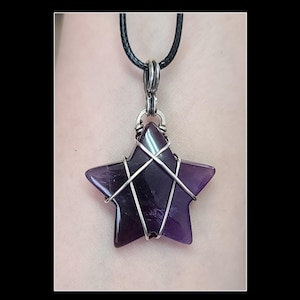 Amethyst star pendant in solid sterling silver