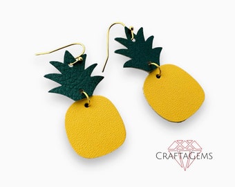 Minimalist Leather Pineapple Earrings - Real and Faux Leather