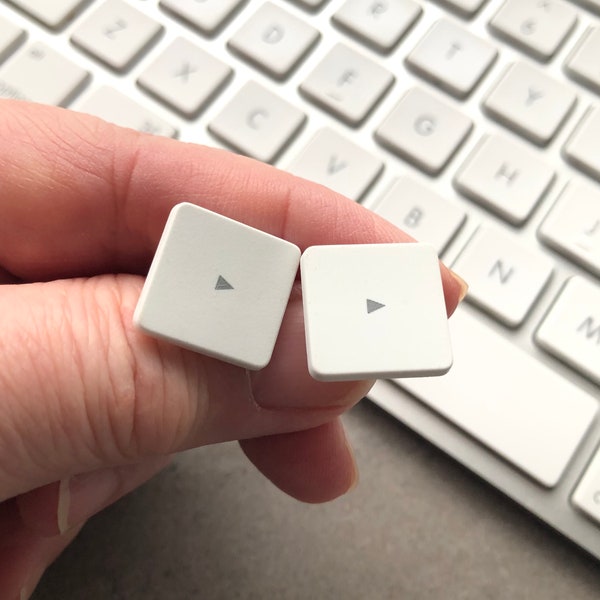 Upcycled Computer Arrow Key Stud Earrings - White Apple Keyboard - Recycled Tech