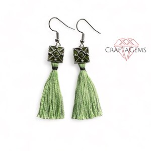 Elegant Tassel Earrings with Crystal Focals Green Royal Blue or Dusty Pink Green