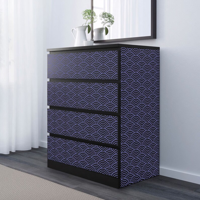 Japanese Wave Pattern Dresser Decals for IKEA MALM Drawer Chest Decal