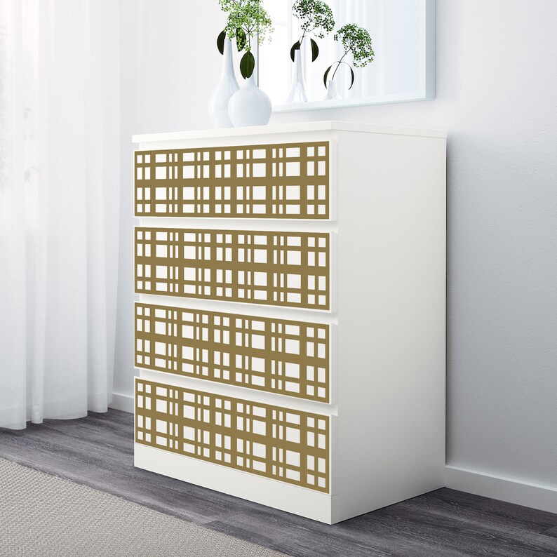 Plaid Pattern Dresser Decals for IKEA MALM Drawer Chest Decal Stickers
